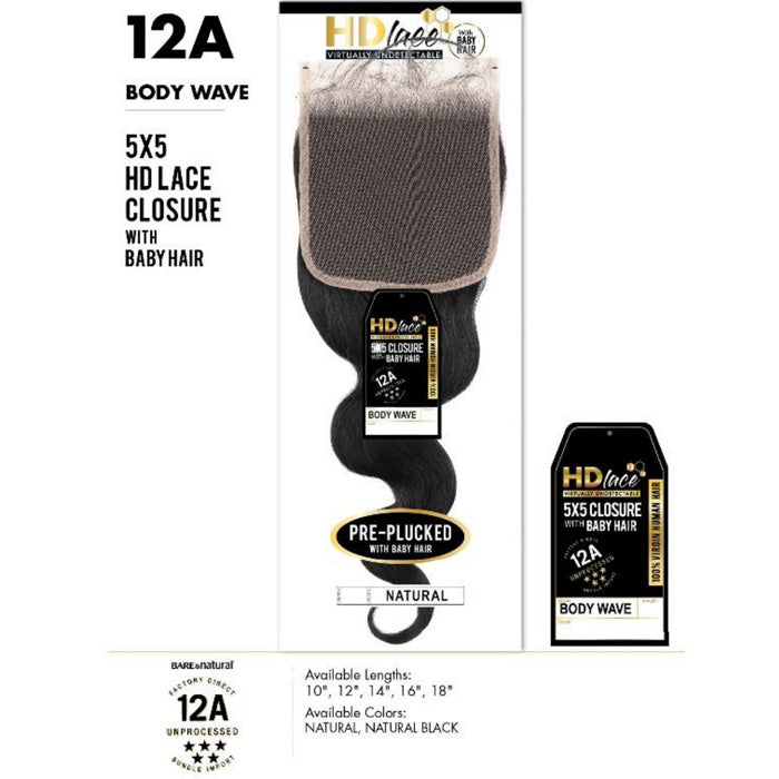 Sensationnel 12A 100% Virgin Human Hair 5X5 HD Lace Closure - BODY WAVE 14