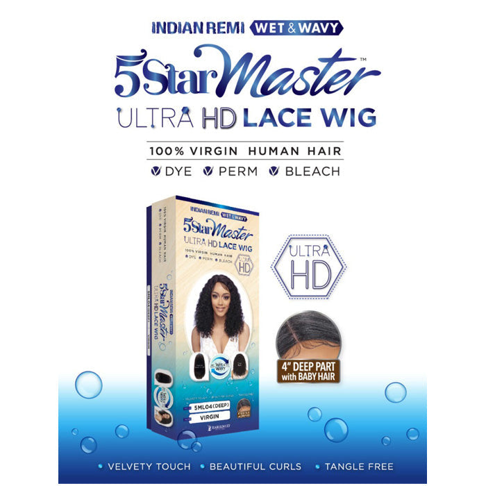 Harlem 125 5 Star Master 100% Virgin Human Hair Indian Remi Wet & Wavy 4" HD Lace Front Wig - DEEP 18"