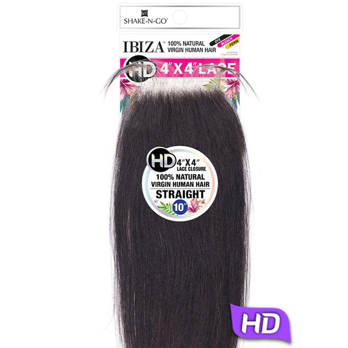 Shake N Go Ibiza 100% Virgin Human Hair HD 4X4 Lace Closure - STRAIGHT 10/12/14/16/18"