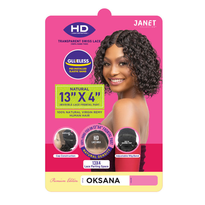 Janet Collection Natural Glueless 100% Virgin Remy Human Hair HD Lace 13x4 Front Wig - OKSANA