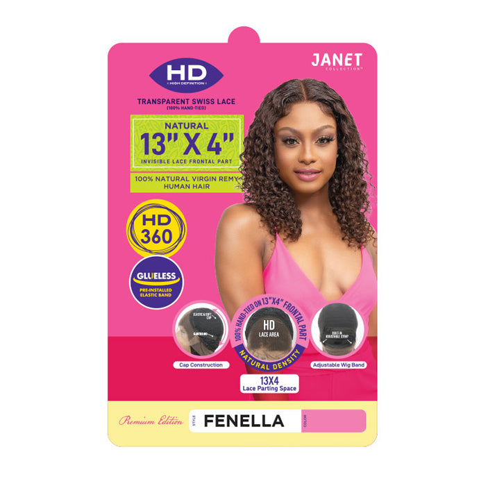 Janet Collection Natural Glueless 100% Virgin Remy Human Hair HD 360 Lace 13x4 Front Wig - FENELLA