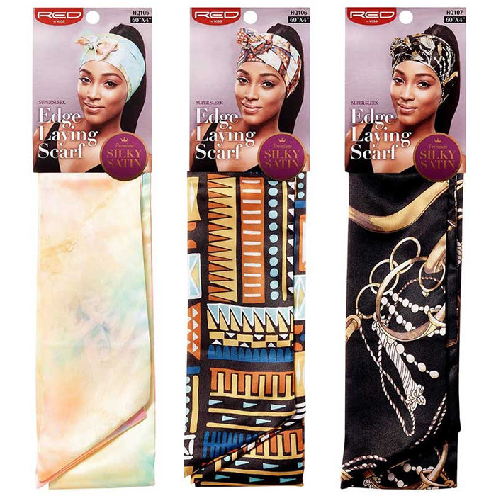 Red By KIss Premium Silky Satin - EDGE LAYING SCARF 60"X4"