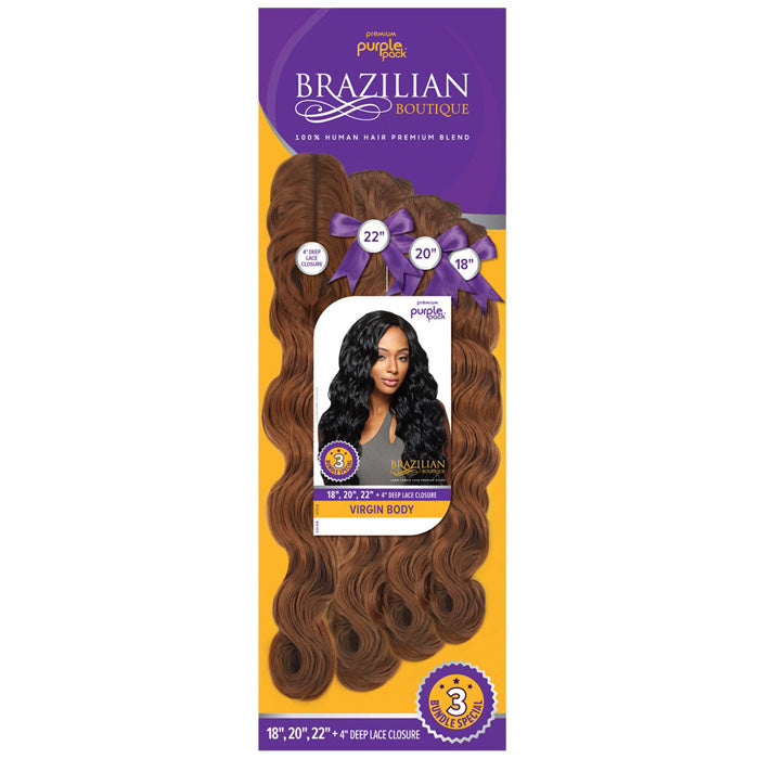 Outre Purple Pack Brazilian Boutique 100% Human Hair Blend Weave - VIRGIN BODY 18/20/22" (1 Pack Solution)