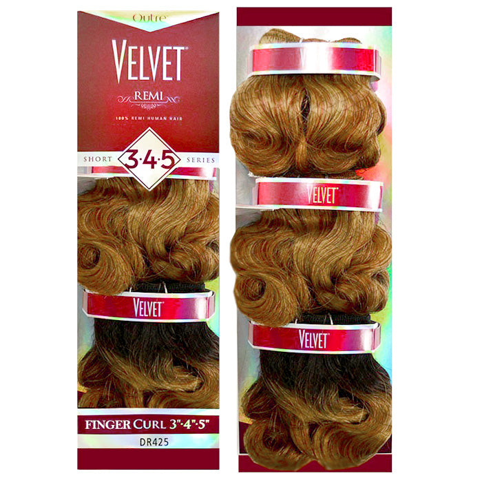 Outre Velvet 100% Remi Human Hair Weave - FINGER CURL 3 Pcs (Short 3"4"5" Series)
