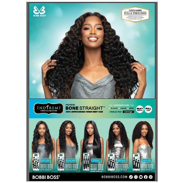 Bobbi Boss Indiremi 100% Unprocessed Virgin Remy Hair Weave - BONE STRAIGHT MULTI