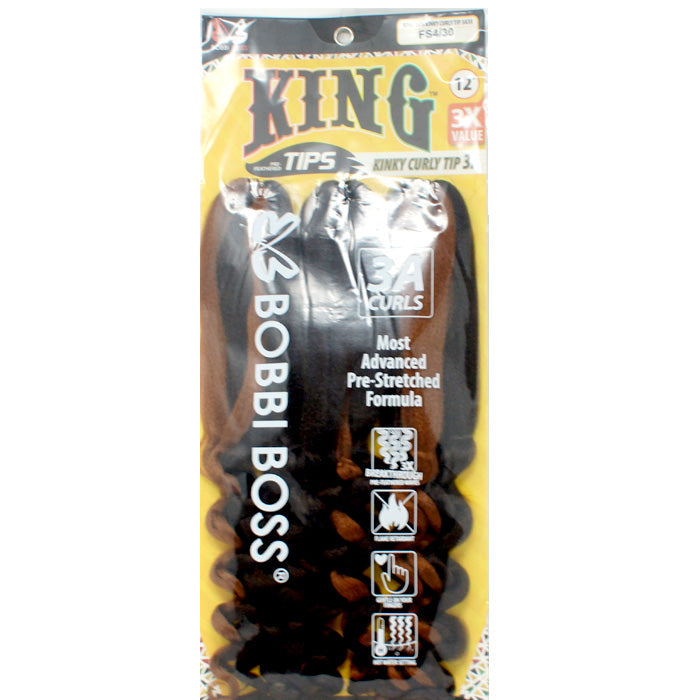 Bobbi Boss Synthetic Pre-Feathered Braid - 3X KT KINKY 3A CURLY TIP 12"