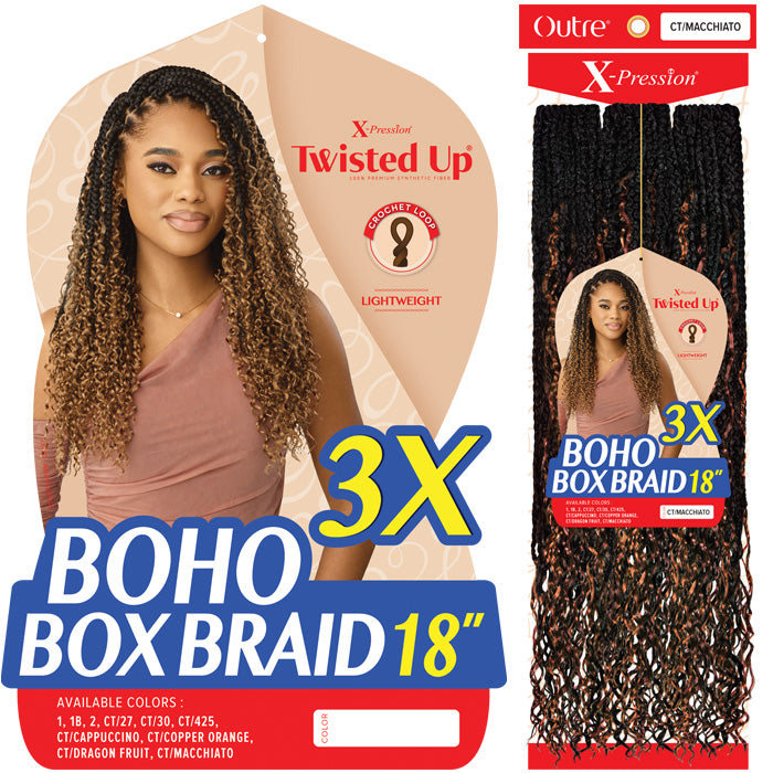 Outre X-Pression Twisted Up Crochet Loop Braid - BOHO BOX BRAID 18" 3X