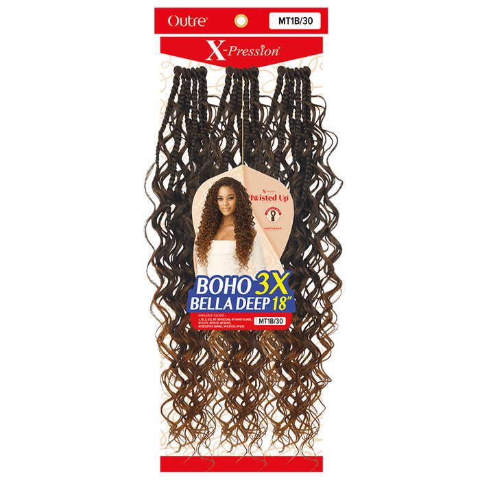 X-Pression Twisted Up Pre-Looped Crochet Braids - BOHO BELLA DEEP 18" 3X - By Outre