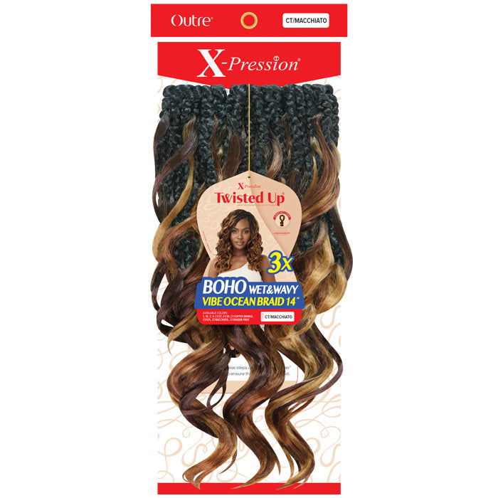 Outre X-Pression Twisted Up Pre-Loop Crochet Braid - BOHO WET&WAVY VIBE OCEAN BRAID 14 3X
