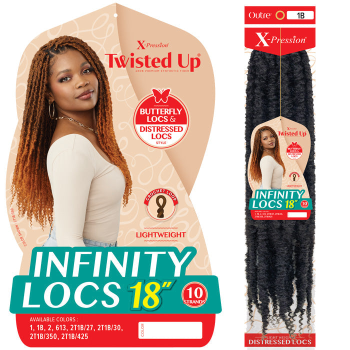 Outre X-Pression Twisted Up Butterfly Locs Crochet Loop Braid - INFINITY LOCS 18"