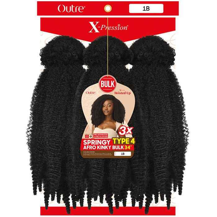 X-Pression Twisted Up Bulk Braids - TYPE 4 SPRINGY AFRO KINKY BULK 34" 3X by Outre