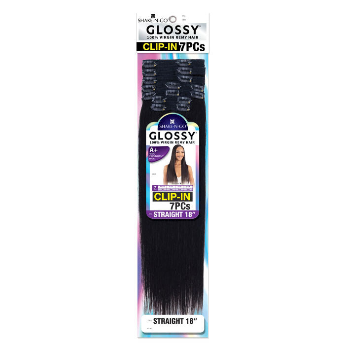 Shake N Go Glossy 100% Virgin Remy Hair Clip-In Weave - STRAIGHT 18" 7 PCS
