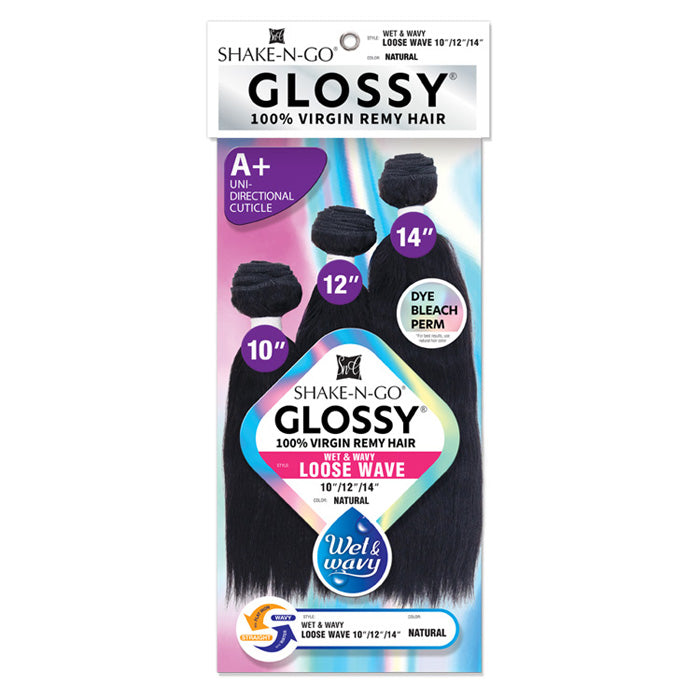 Shake N Go Glossy 100% Virgin Remy Hair Wet & Wavy Weave - LOOSE WAVE - Multi
