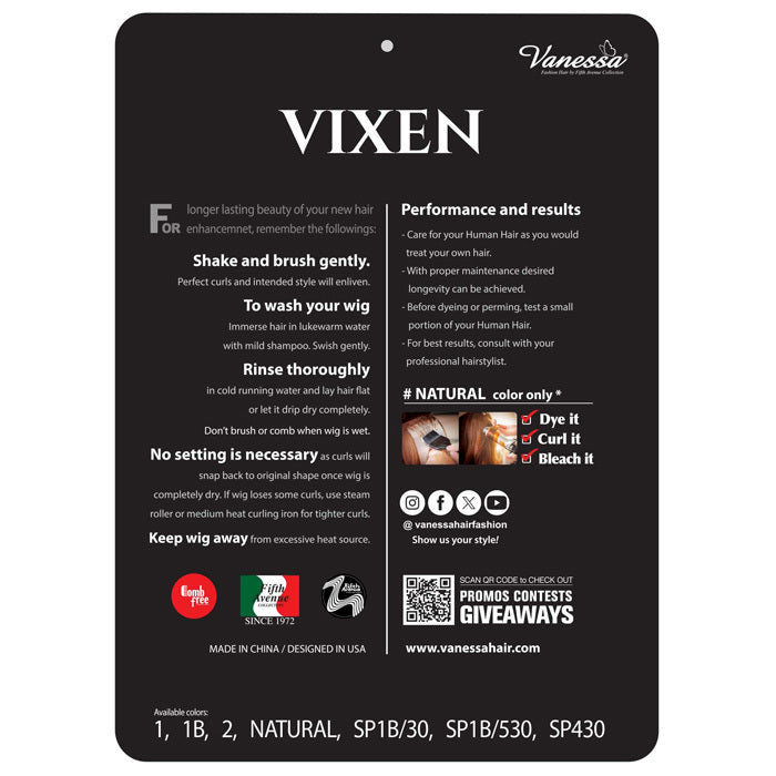 Vanessa Vixen 100% Human Hair Full Wig - HH ORIANA