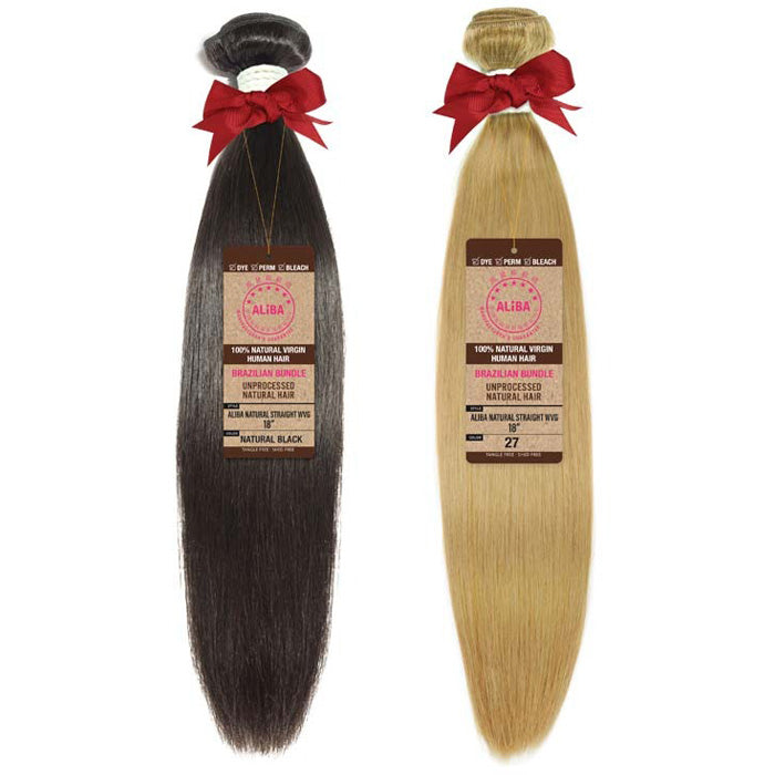 Janet Collection Aliba Brazilian Bundle 100% Natural Virgin Human Hair Weave - NATURAL STRAIGHT WVG 14-18"
