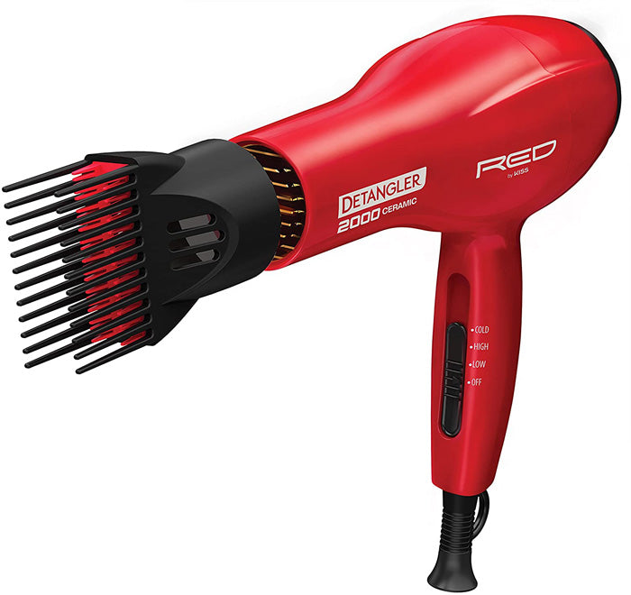 Red by Kiss Detangler 2000 Ceramin Hair Dryer - 3 Bonus Included
