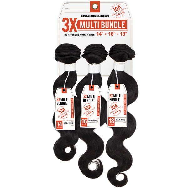 Sensationnel 10A Unprocessed 100% Virgin Human Hair 3X Multi Bundle Weave - BODY WAVE 14"