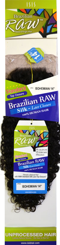 ISIS Brazilian Raw 100% Unprocessed HH Silk Lace Closure BOHEMIAN 14 Inch