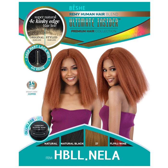 Beshe Ultimate Insider GlueLess Remy Human Hair Blend HD Lace Front Wig - HBLL.NELA