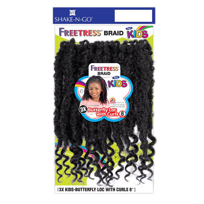 Freetress 3X Kids Pre-Looped Crochet Braid - BUTTERFLY LOC WITH CURLS 8"