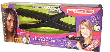 Red Ceramic Hot Styler Flat Iron 1 1/2 inch