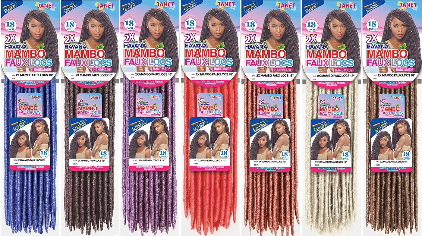 Janet Collection Crochet Braids Havana Handmade - 2X MAMBO FAUX LOCS 14"/18"