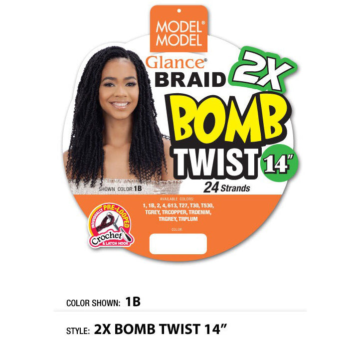 Model Model Glance Pre-Looped Crochet Braid - 2X BOMB TWIST 14"