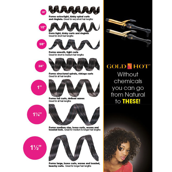 GOLD 'N HOT Professional Ceramic Spring Curling Iron - 1 1/2"