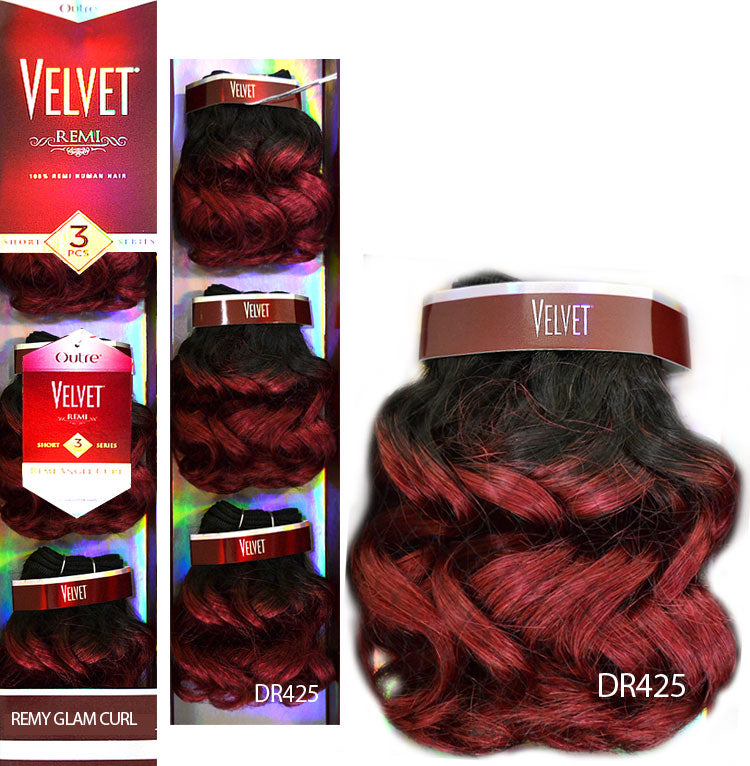 Outre Velvet 100% Remi Human Hair Weave - GLAM CURL 3 PCS (Short Series)