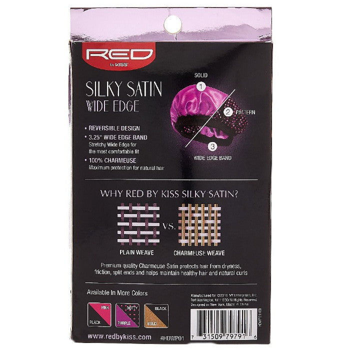 Red by Kiss X Large Silky Satin Wide Edge Reversible Hair Cap
