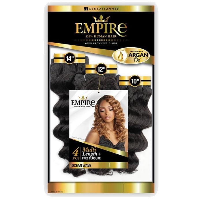 Sensationnel Empire 100% Human Hair Weave - OCEAN WAVE 4PCS + Free Closure