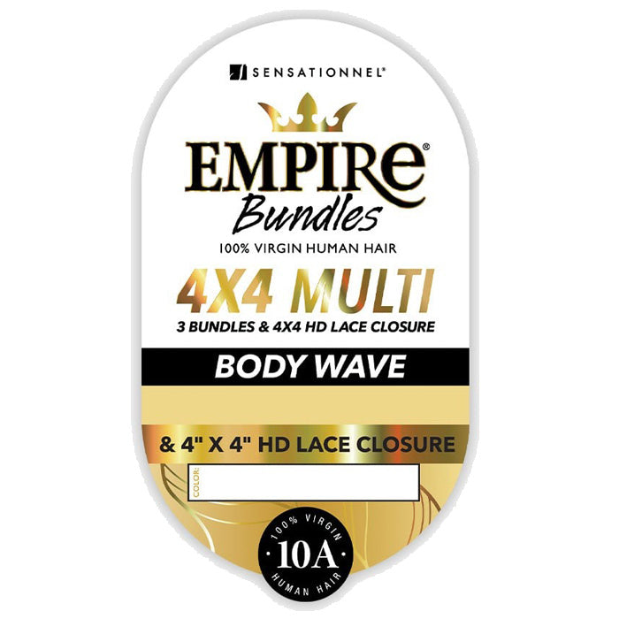 Sensationnel Empire Bundles 100% Virgin Human Hair HD Lace Closure 4X4 Multi Pack - BODY WAVE
