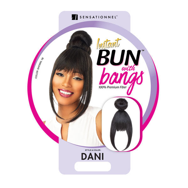 Sensationnel 100% Premium Fiber Instant Bun with Bangs DANI