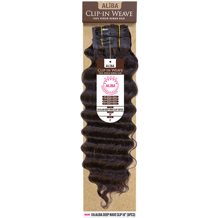 Janet Collection 100% Human Hair 11A Aliba Deep Wave 8pcs Clip-In Weave 18