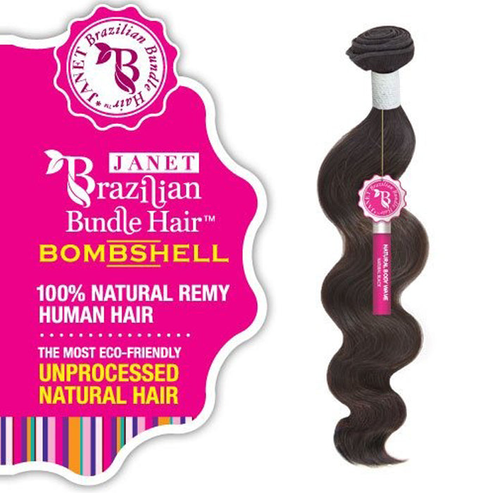 Janet Collection Bombshell Brazilian Bundle 100% Remy Human Hair Weave - NATURAL BODY WAVE 16"-24" (2 Pcs)