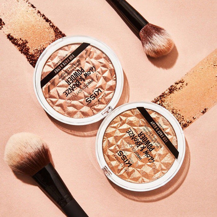 Kiss New York Professional Pro Touch Glow & Bronze Powder - FOR FACE & BODY 0.56 oz