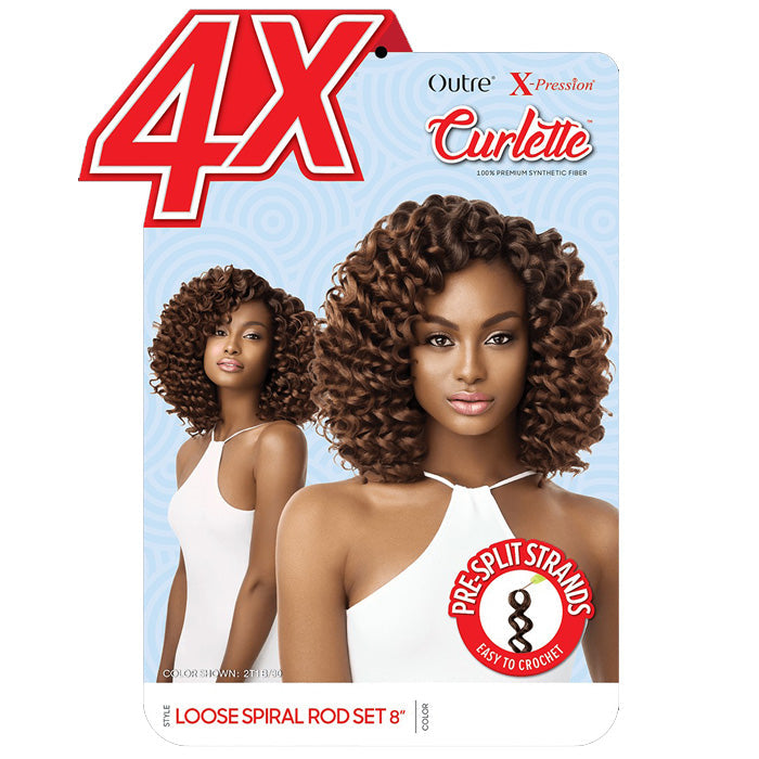 Outre X-Pression Curlette 4X Crochet Braid - LOOSE SPIRAL ROD SET 8 Inch