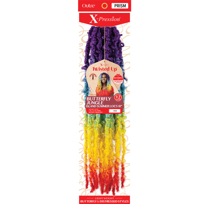 Outre X-Pression Twisted Up Pre-Looped Crochet Braids - BUTTERFLY JUNGLE ISLAND SUMMER LOCS 18"