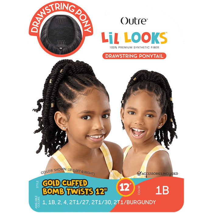 Outre Lil Looks Drawstring Ponytail - GOLD CUFFED BOMB TWISTS 12"
