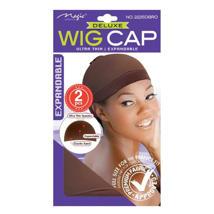 Magic Collection Deluxe Stocking Wig Cap Expandable 2 PCS - BROWN