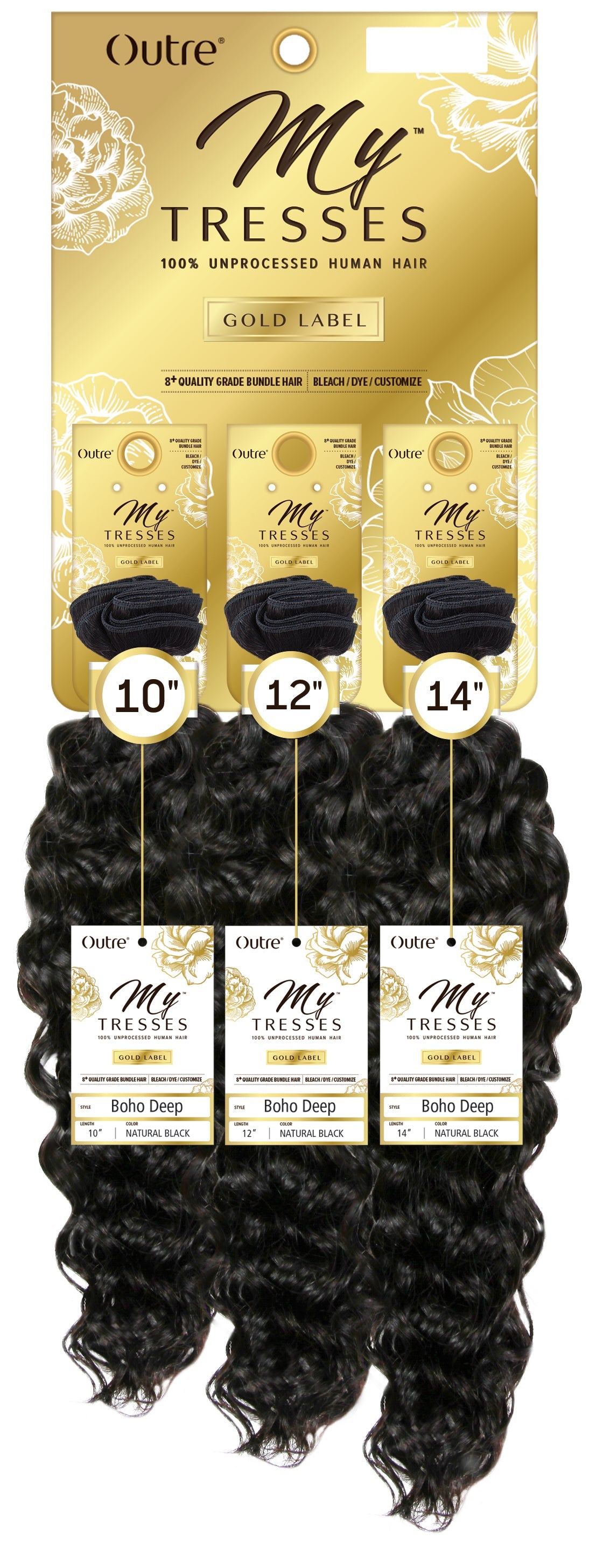 Outre MyTresses Gold Label 100% Unprocessed Human Hair Weave BOHO DEEP 10-22 Inch