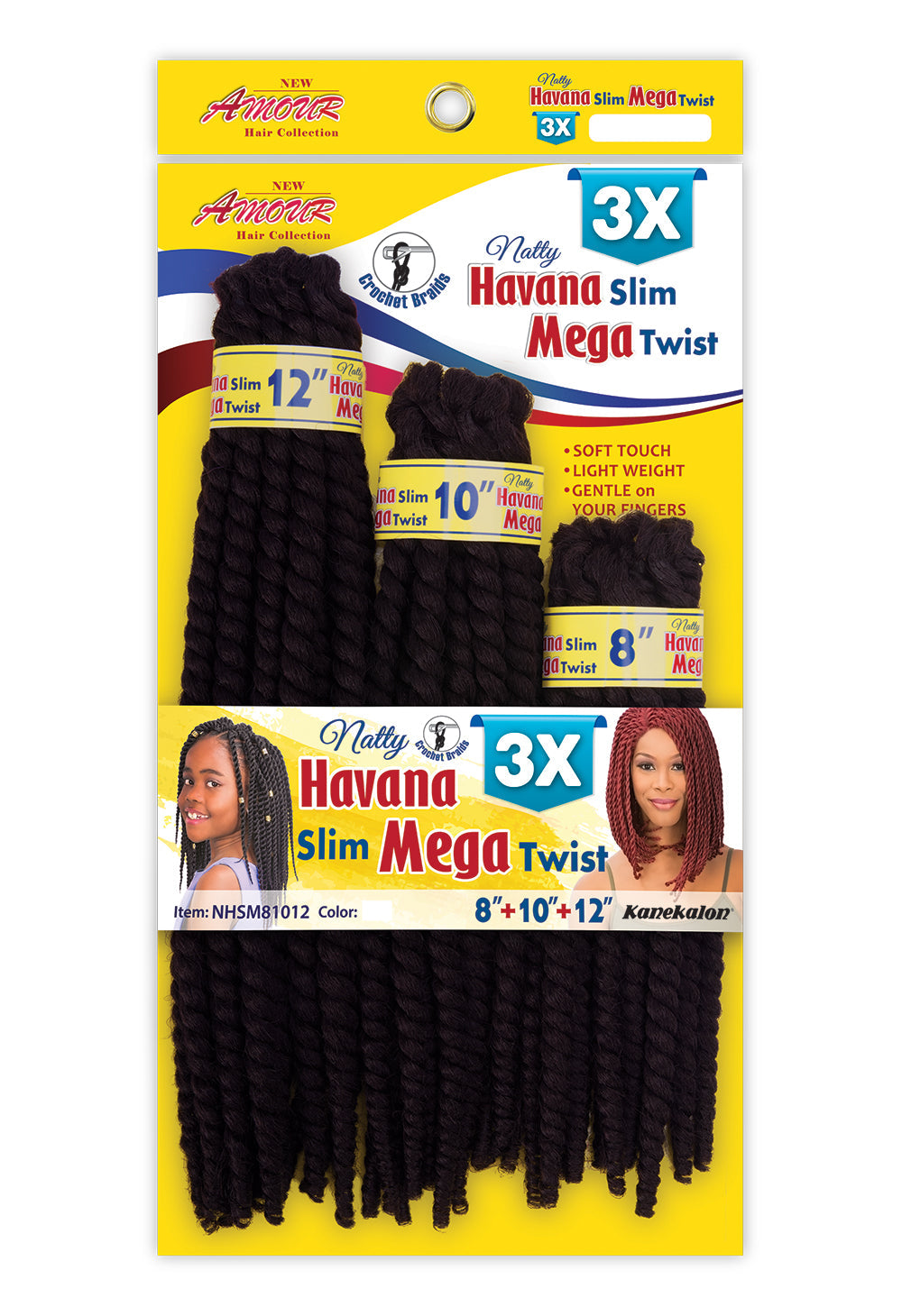 Amour Hair Collection 3X Natty HAVANA SLIM MEGA TWIST 8/10/12 Inch