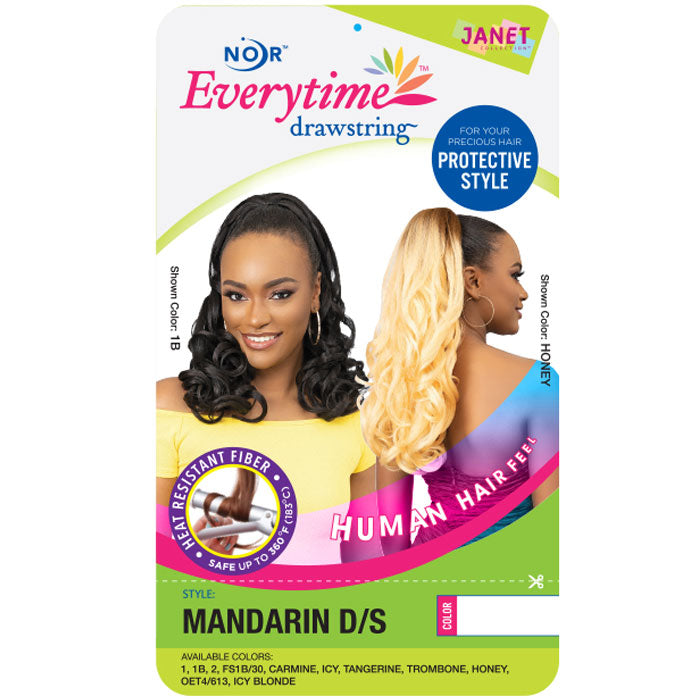 Janet Collection Noir Everytime Drawstring Ponytail - MANDARIN