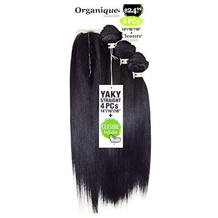 Shake-N-Go Organique Mastermix Weave - YAKY STRAIGHT 4 PCS 14/16/18"+ 5" CLOSURE