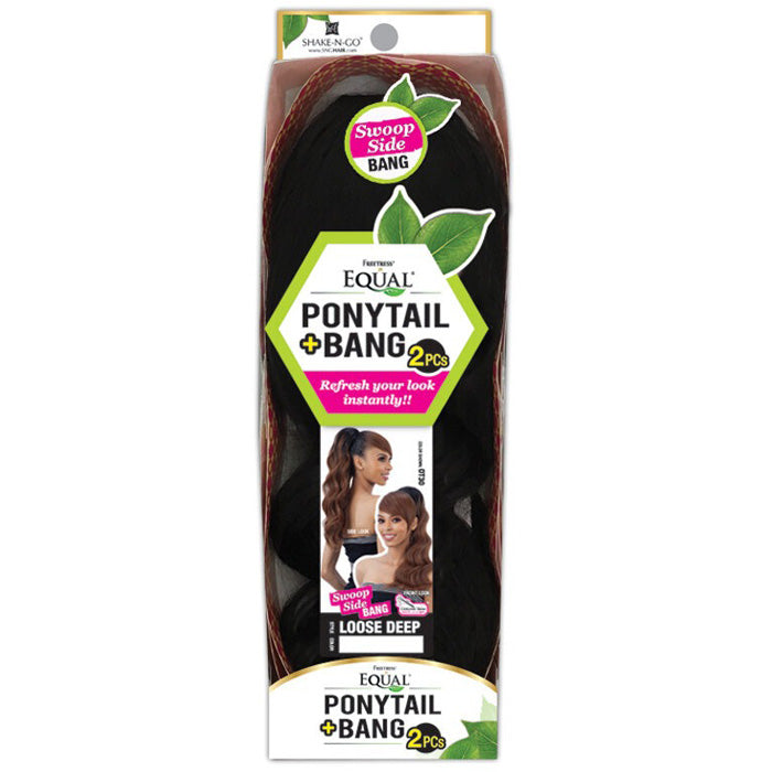 Freetress Equal Drawstring Ponytail and Swoop Side Bang LOOSE DEEP 2PC