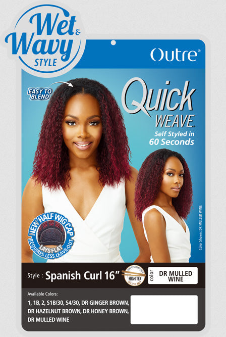 Outre Synthetic Quick Weave Wet & Wavy Style Half Wig - SPANISH CURL 16"