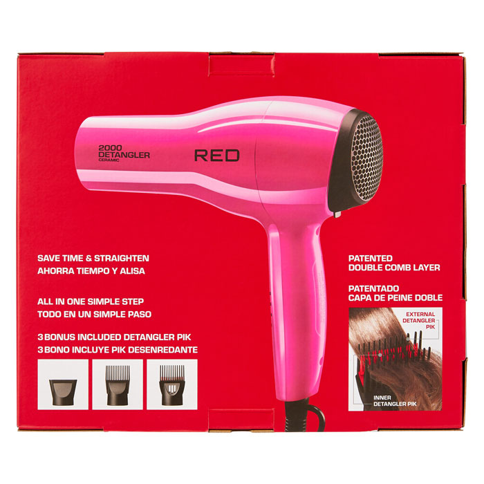 Red by Kiss 2000 Ceramic Detangler Dryer - PINK