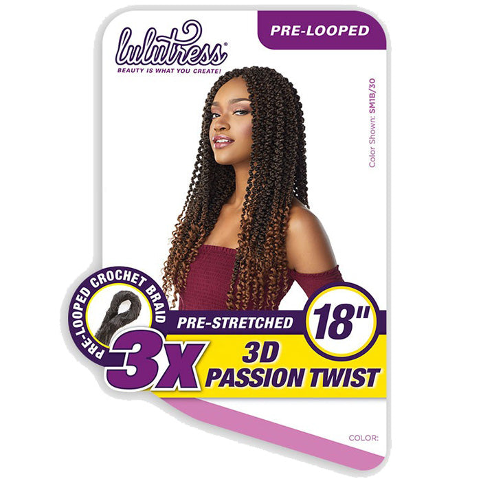 Sensationnel Lulutress Pre-Looped Pre-Stretched Crochet Braids - 3X 3D PASSION TWIST 18"