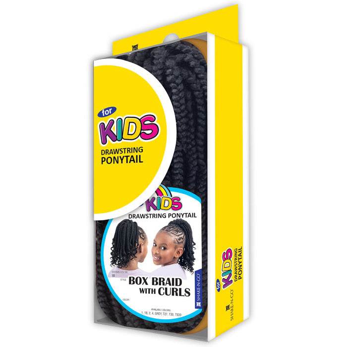 Shake N Go For Kids Drawstring Ponytail - BOX BRAID WITH CURLS