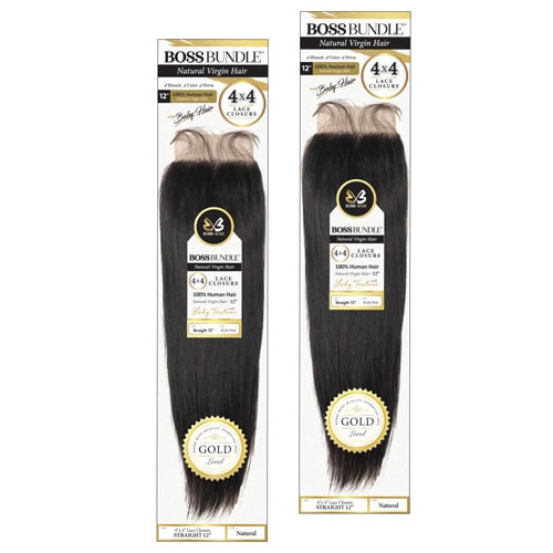 Bobbi Boss Virgin Human Hair 4x4 Lace Closure STRAIGHT 12